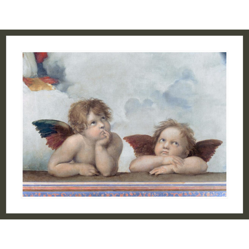 Putti de la Madone Sixtine par Raphael, H 31,62 po x l 41,5 po