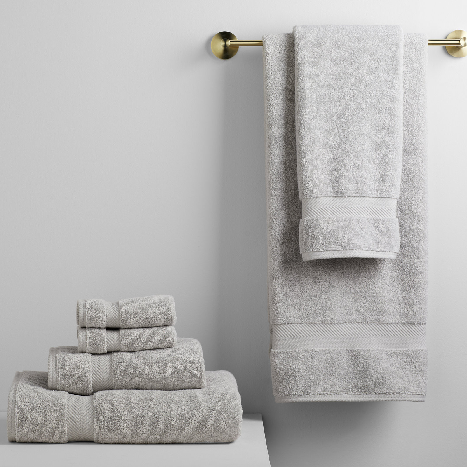 Rane Plush Cotton 6-piece Towel Set, Soft Gray