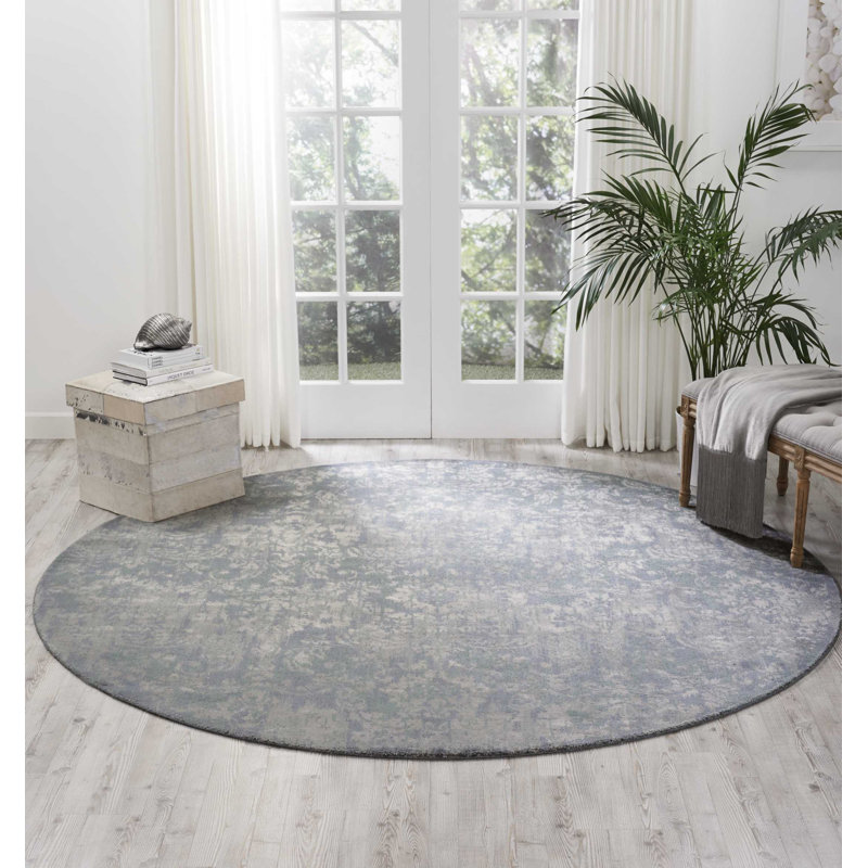 Zephyr Curtain Abstract Indoor Rug, Round 8'