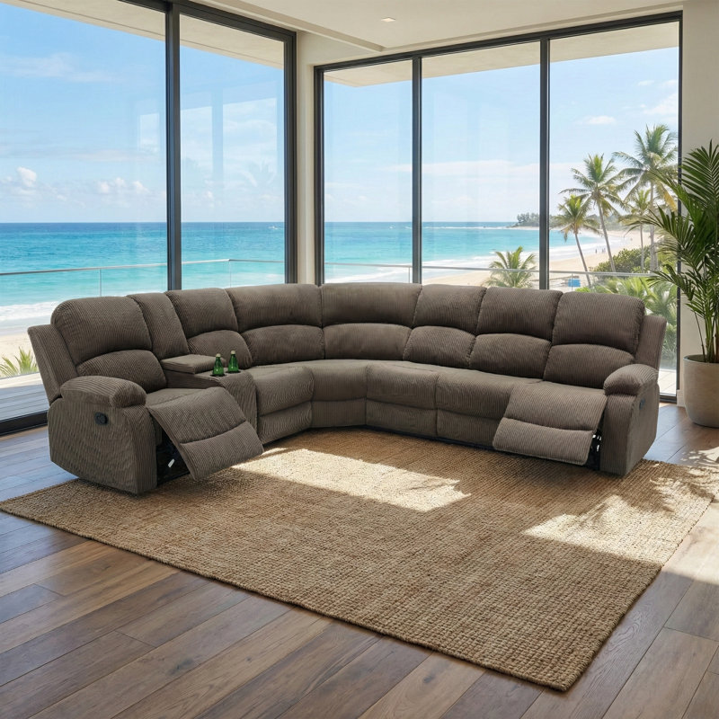 Ensemble de canapé inclinable 3 pièces, canapé de salon rembourré avec un design ergonomique, structure en bois massif pour le tissu rayé en velours côtelé maison