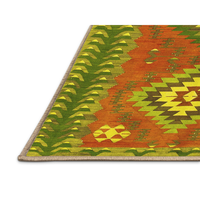 Tapis contemporains 856 jaunes lavables à la machine, Rectangle 4 pi x 6 pi
