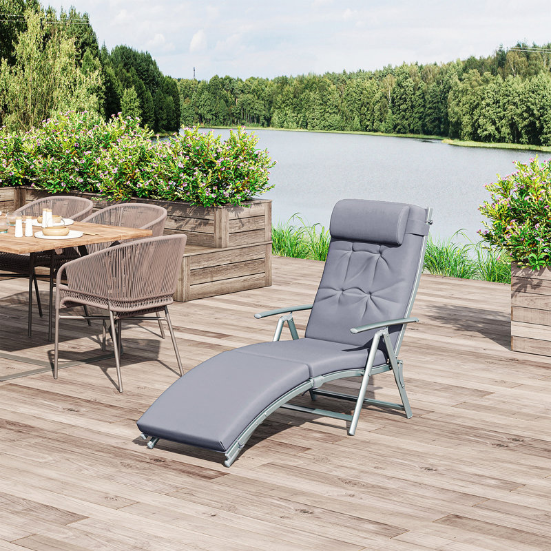 Aile 137 cm Long Single Chaise with Cushions, Grey