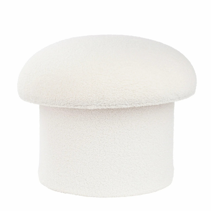 Mushroom Upholstered Storage Ottoman, Cream