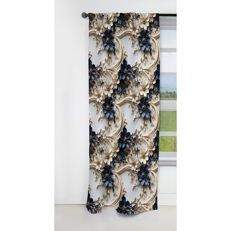 Victorien Opulence Marble Motif III - Rideau occultant en marbre marbré abstrait - 1 panneaux, L 52 po x L 63 po