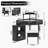 Corner Vanity Desk Set With Storage Cushioned Stool And Charging Station, Triangle Makeup Desk With Removable Pull-Out Side Cabinet, Glass Tabletop Makeup Vanity Desk With Drawer And Shelf, Black-927845907