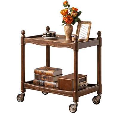 Solid Wood End Table with Wheels