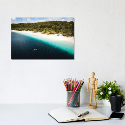 Kayaker Beach Lake Mckenzie (wide) by James Vodicka - Wrapped Canvas Gallery-Wrapped Canvas Giclée