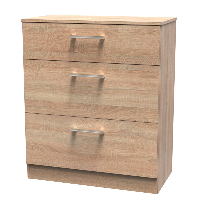 Fully Assembled Bartly 3 Piece Bedroom Set, Bardolino Oak