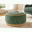Round Storage Ottoman with Reversible Lid and Solid Wood Base-1419584960