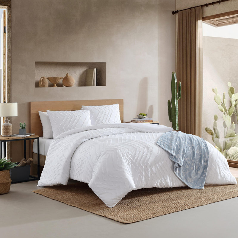 Ensemble d'édredon réversible blanc Wrangler Prarie Zig Zag, Édredon pour lit simple + 1 taie décorative stan