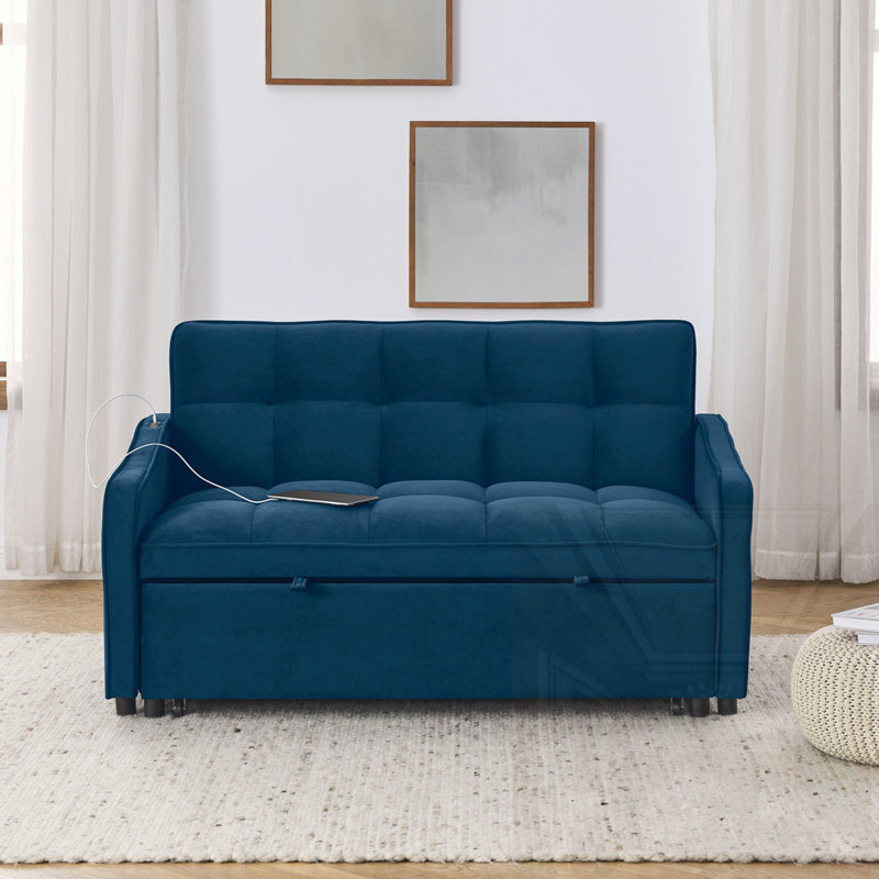Loveseats Sofa Bed with Pull out Bed, Blue