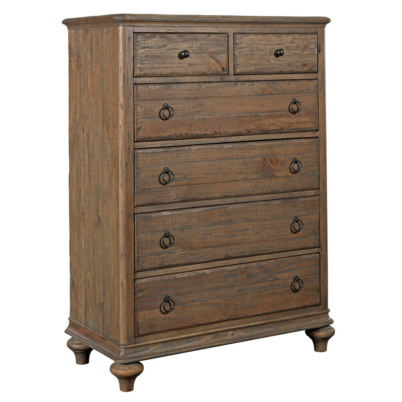 Commode en bois massif à 6 tiroirs 40 po Slaine