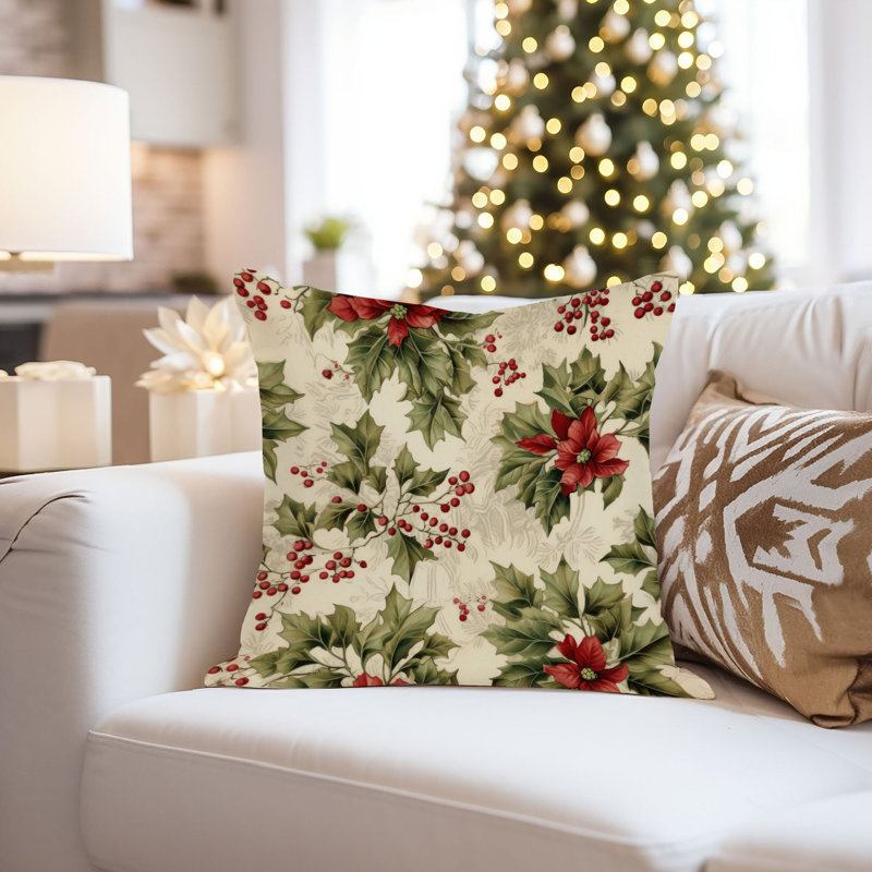 Floral Pillow Cover, 16"H x 16"W
