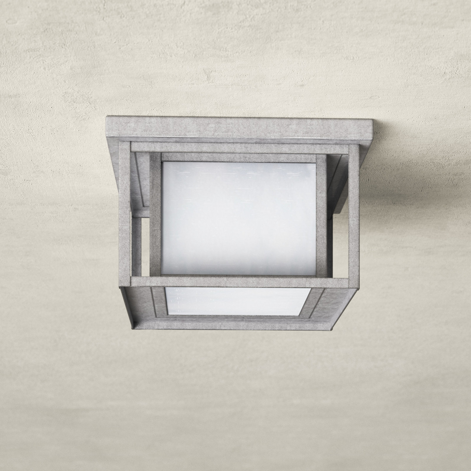 Vermont Square Outdoor Flush Mount, Weathered Pewter