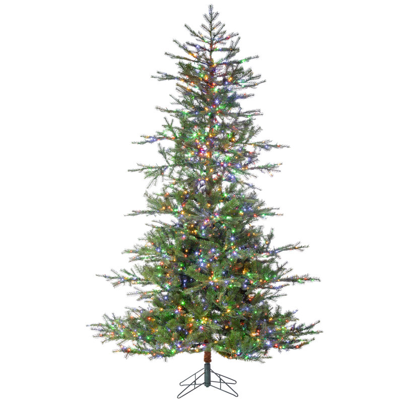 Artificial Pine Christmas Tree with Color & Clear Lights, 7.5' H