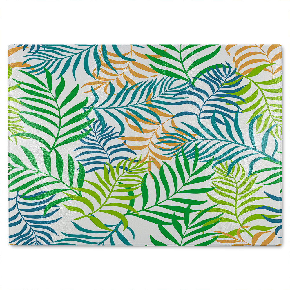 Tropical Palm Leaves Designer Glass Chopping Board