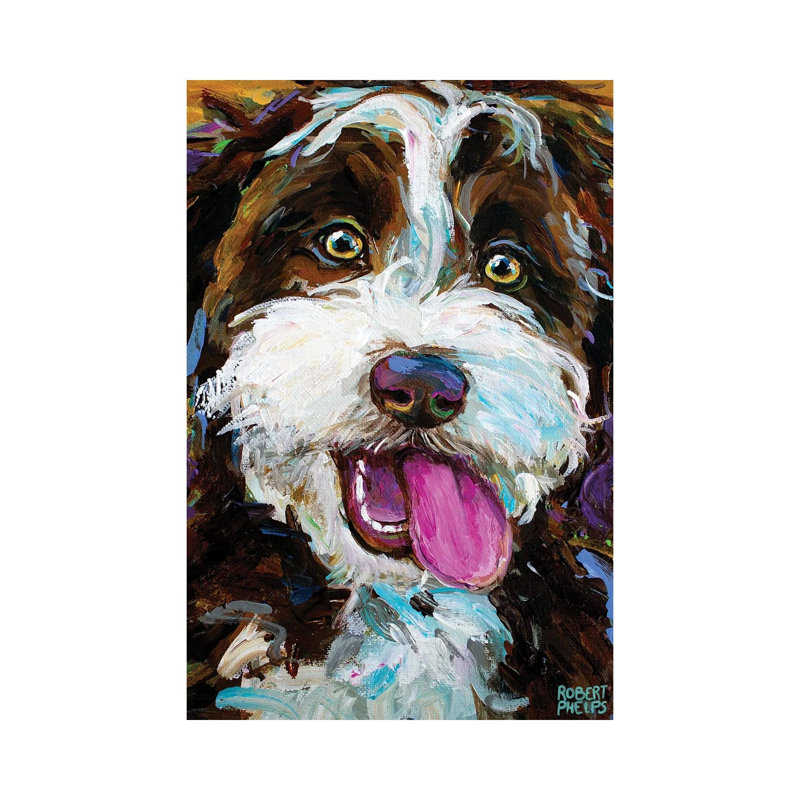 Happy Aussiedoodle I by Robert Phelps - Wrapped Canvas Painting, 66.04 cm H x 45.72 cm W x 1.91 cm D