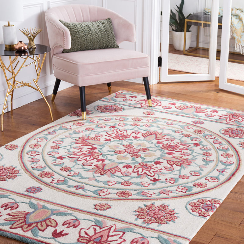 Tapis floral en laine touffeté à la main Daishawn, Rectangle 5 pi x 8 pi
