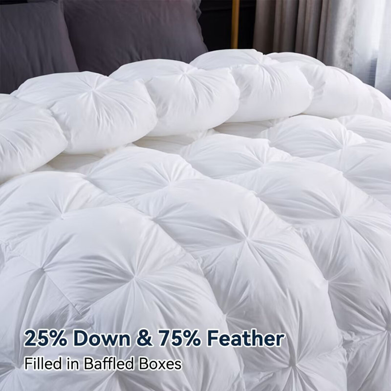 750+ Fill Power Goose Feathers Showunmi with Pinch Pleat Design, Queen, White