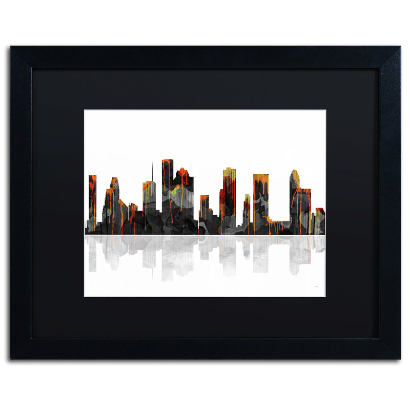 « houston texas horizon », impression encadrée sur toile, H 16 po x l 20 po x P 0,5 po, Noir