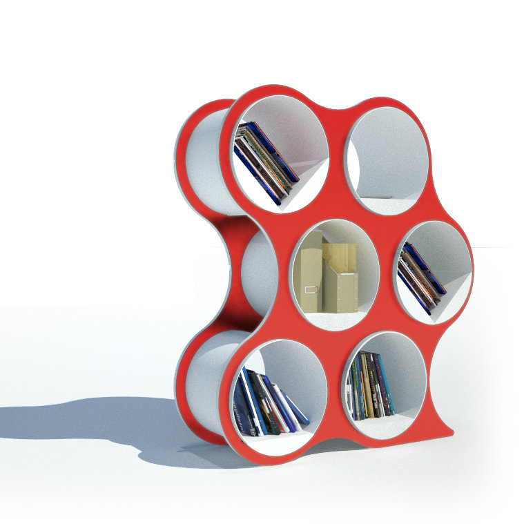 Bibliothèque géométrique BOLLA Pop, 6 tablettes, Rouge