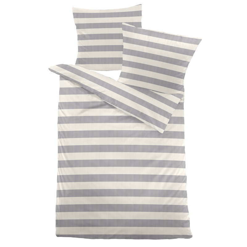 Hanf Cotton Striped Duvet Cover with Pillowcases, Single - 1 Pillowcase (80 x 80 cm)