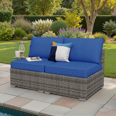 Chappotin Outdoor Patio Sofa Wicker Modular Sectional Set With Cushions