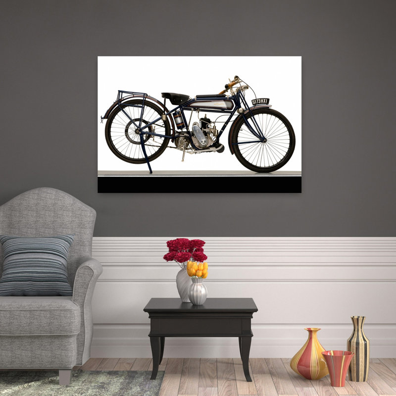 1925 Automoto 125Cc, moto, paysage abstrait classique, art mural, H 32 po x l 48 po