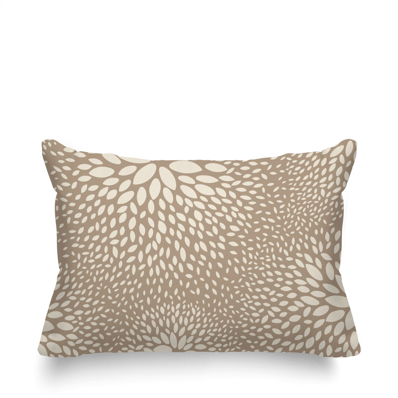 Coussin décoratif intérieur / extérieur en polyester filé floral Bavière, Beige / Crème