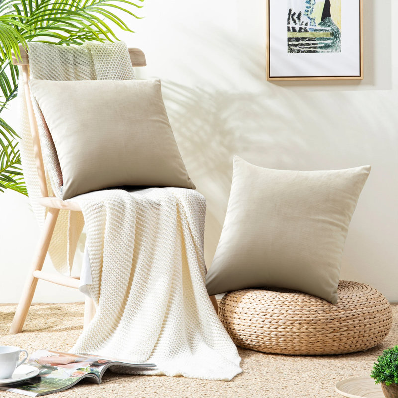 Retrospec Crushed Velvet Scatter Cushion Cover Set, Beige
