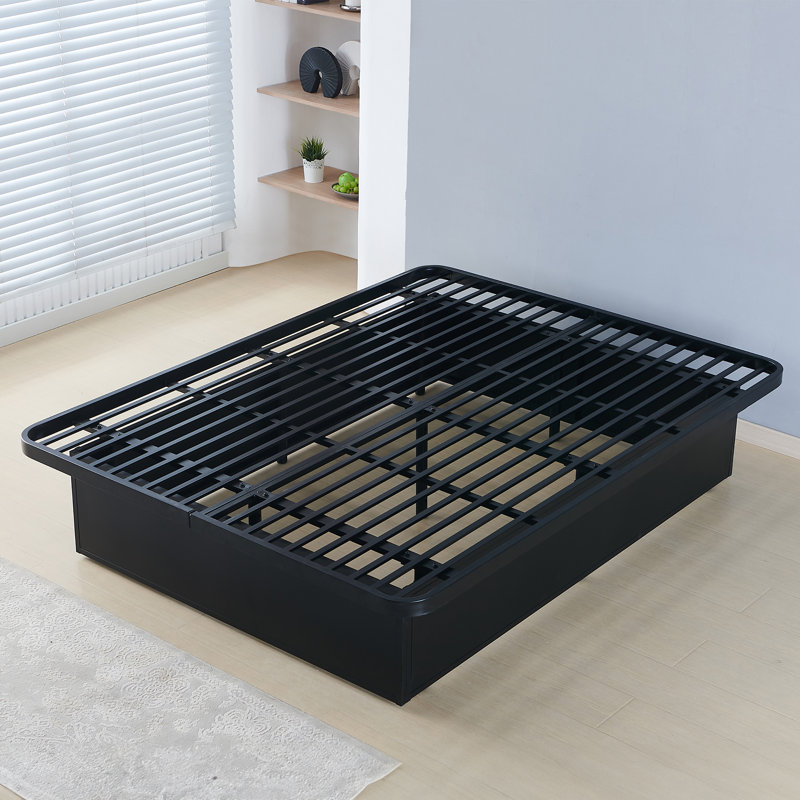 Structure de lit plateforme en métal lourd 16 po de qualité supérieure avec supports en métal pour une durabilité maximale en noir