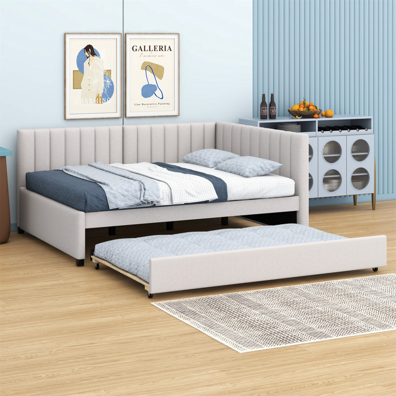 Lit de jour rembourré avec couchette, Beige