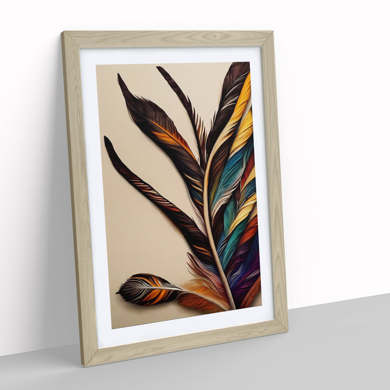 Creative Feathers - Single Picture Frame Print, 64cm H x 46cm W x 2cm D, Oak Framed