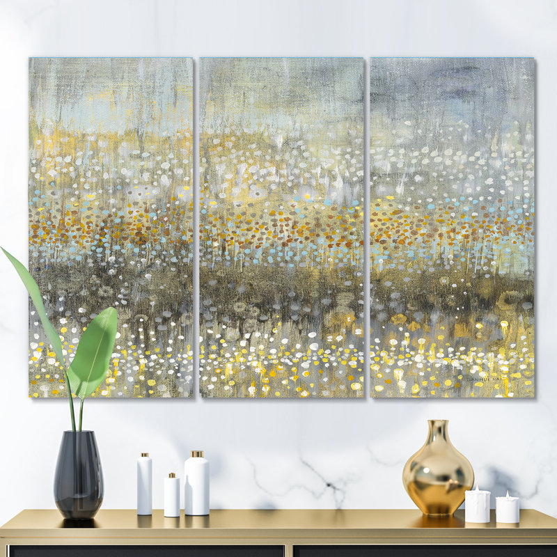 " Glam Rain Abstract IV " 3 - Pieces Painting Print, 28" H x 36" W x 1" D