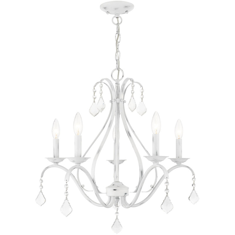 Lustre 5 lumières Kazuhide, Blanc antique