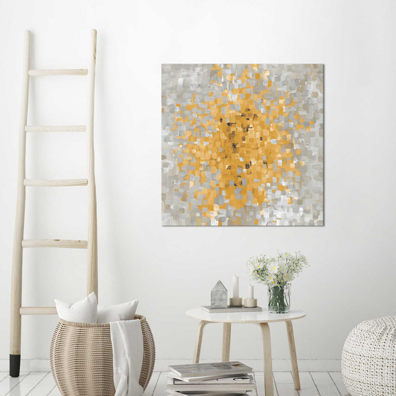 «Summer Blocks with Gray», reproduction de peinture acrylique sur toile, H 28 po x l 28 po x P 1,5 po, Toile tendue