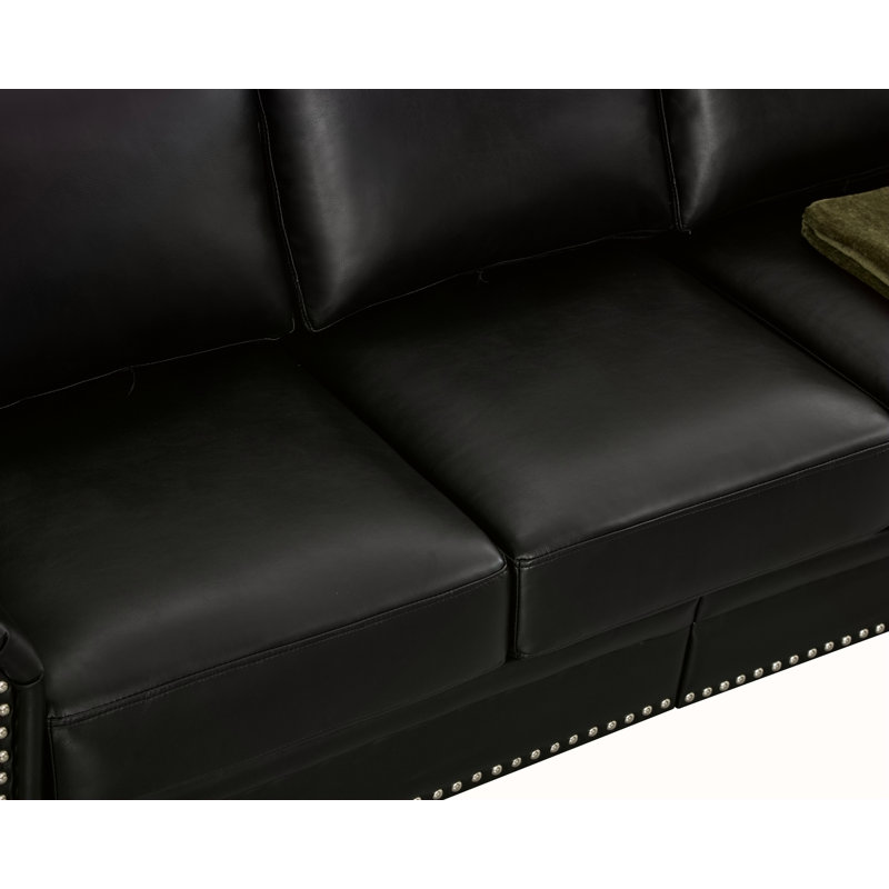 Canapé de salon avec canapé de rangement modulaire 2 + 3 en similicuir noir