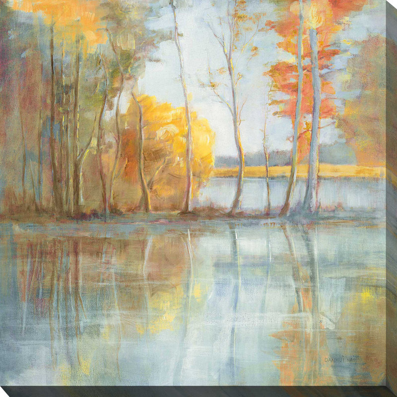 Lakeside Reflection - Peinture, H 18 po x l 18 po x P 1 po, Toile tendue