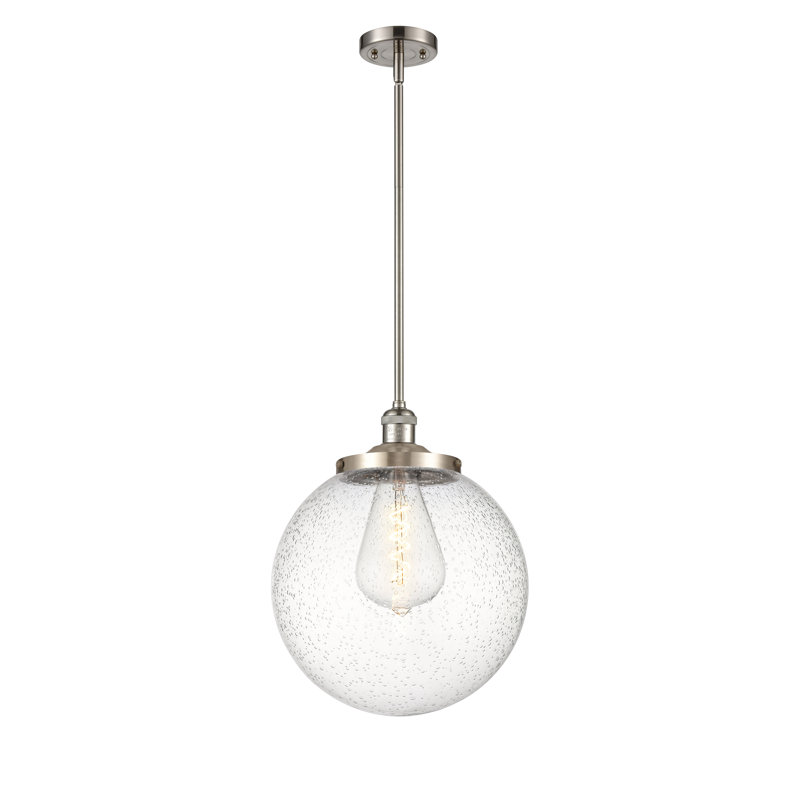 Luminaire suspendu simple à 1 lumière Frederick, Nickel satiné brossé, Grainé