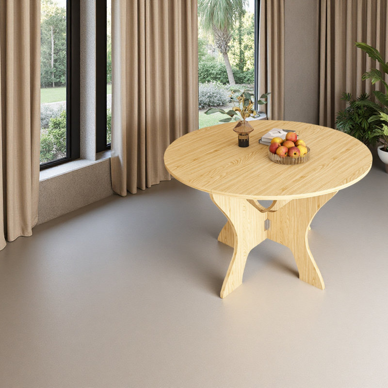 Table de salle à manger pliante 43 po pour petits espaces, table en panneau de fibres à densité moyenne, Chêne antique