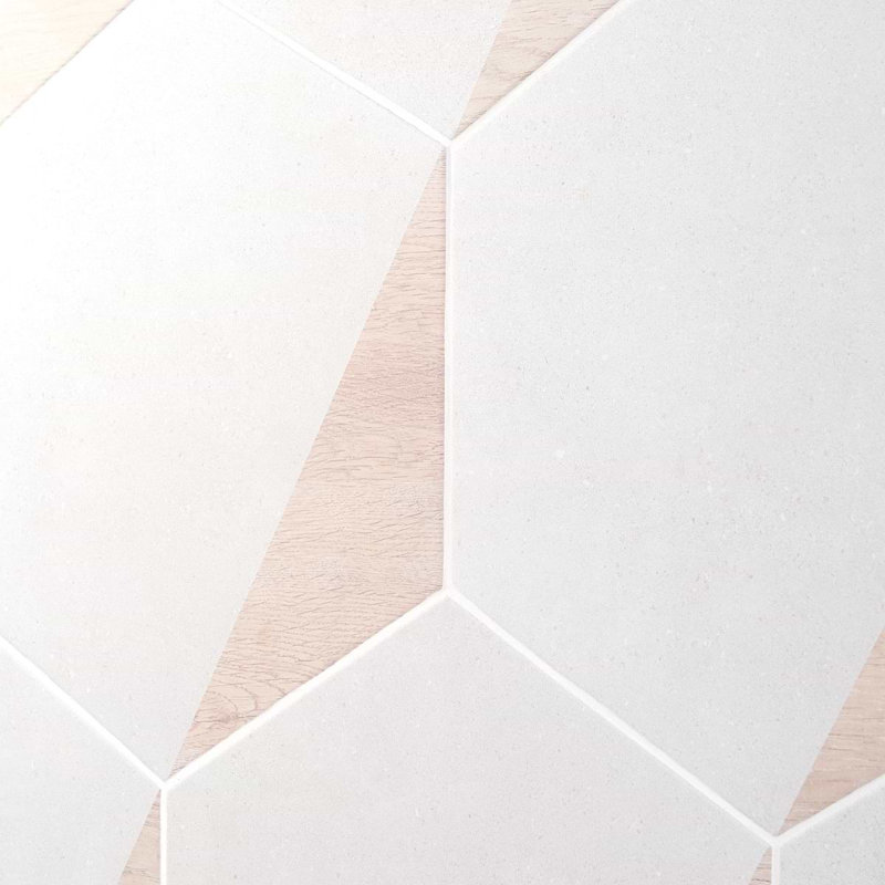 Pergola 12.5" Hexagon Matte Porcelain Tile, Wood White