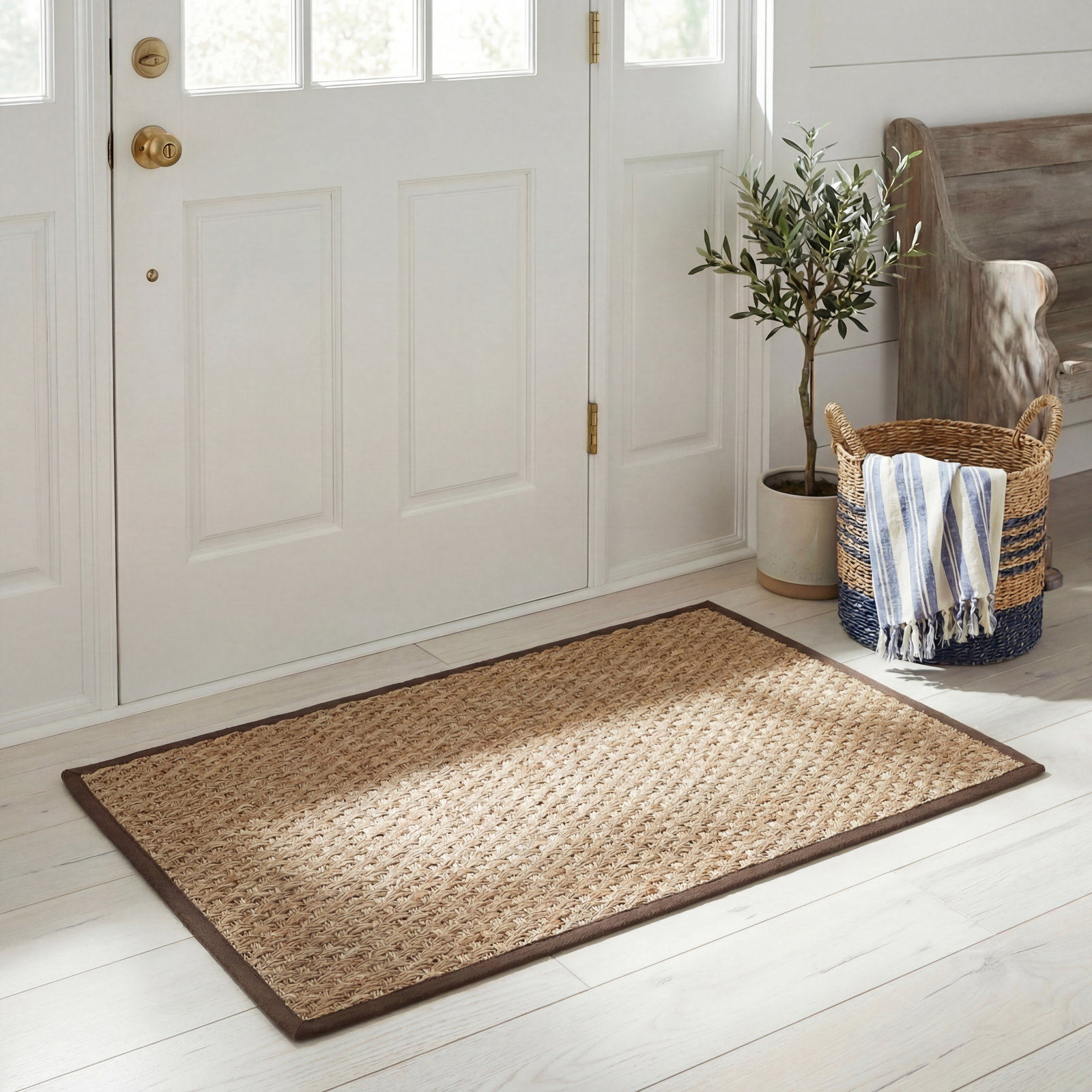Debroh Natural Fiber Seagrass Rug, Rectangle 2'6" x 4'