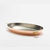 Mauviel Art Déco Copper Oval Pan With Brass Handles, 11.8-In