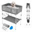 Dog Bathtub, Elevated Dog Bath Tub, Collapsible Pet Bathing Grooming Wash Station, Portable Foldable Space-saving, with Built-In Drain Hose for Small and Medium Pet Cat Indoor & Outdoor, Gray