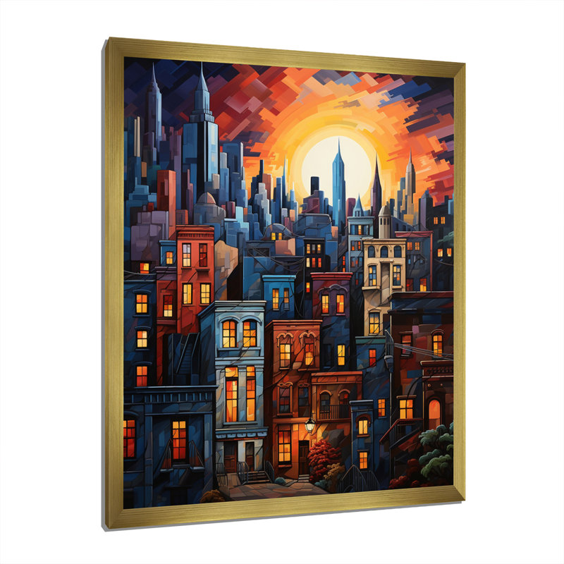 «Laiyah Chicago Popart IV», reproduction sur toile, H 32 po x l 16 po x P 1 po, Encadrement doré