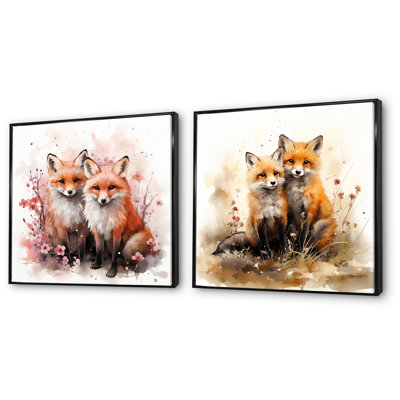 «Foxs Elegant Forest Florals Grace I», ensemble de 2 reproductions d'art sur toile
