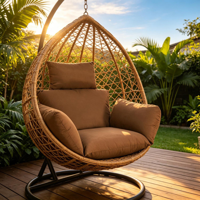 Coussin de chaise Egg, 39,37 x 45,28 x 4,72 po, Café