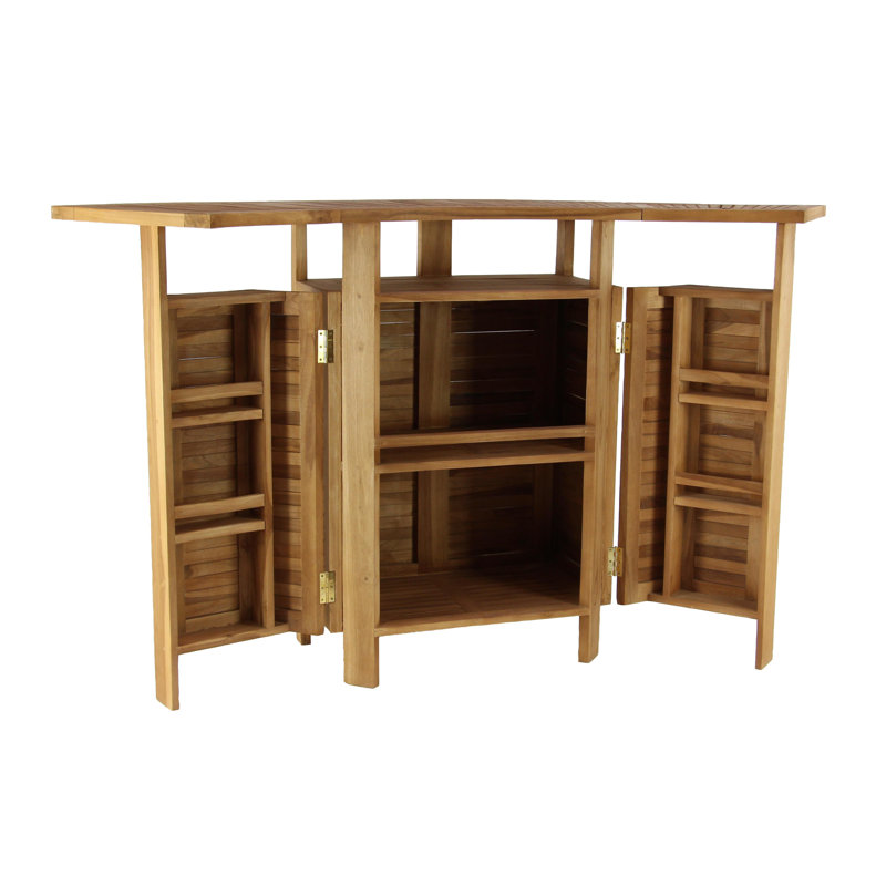 Kezia Rectangular Teak Folding Outdoor Bar Table , 70'' in. W 24'' in. D