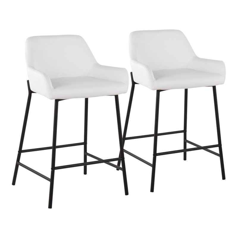 Cassiopeia Upholstered Counter Stool with Metal Frame, White/Black, Counter Stool (24.5" Seat Height)