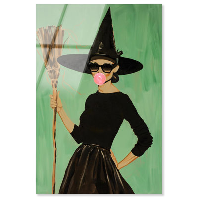 Pink and Green Icon Witch Acrylic Print Halloween Wall Decor by Art Remedy, Ready to Hang, 10 x 15